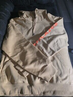 Men's Cream Hooded Sweatshirt with Contrast Sleeve Logo